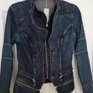Mebon Studded Denim Moto Jacket